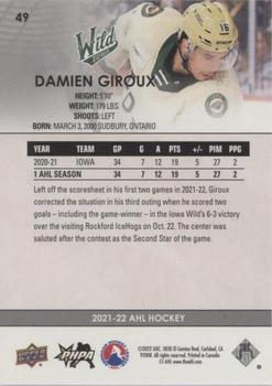 2021-22 Upper Deck AHL - Blue #49 Damien Giroux Back