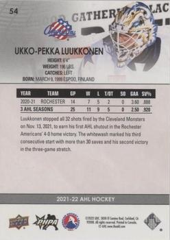 2021-22 Upper Deck AHL - Blue #54 Ukko-Pekka Luukkonen Back