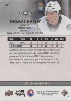 2021-22 Upper Deck AHL - Blue #58 Thomas Harley Back