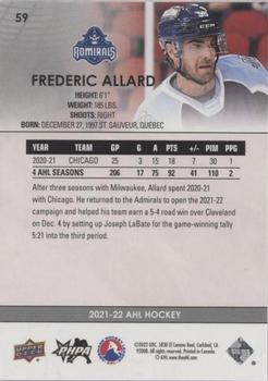 2021-22 Upper Deck AHL - Blue #59 Frederic Allard Back
