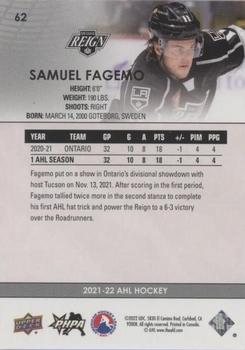 2021-22 Upper Deck AHL - Blue #62 Samuel Fagemo Back