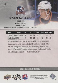 2021-22 Upper Deck AHL - Blue #63 Ryan McLeod Back