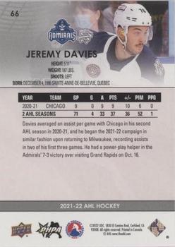2021-22 Upper Deck AHL - Blue #66 Jeremy Davies Back