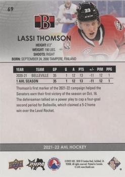 2021-22 Upper Deck AHL - Blue #69 Lassi Thomson Back