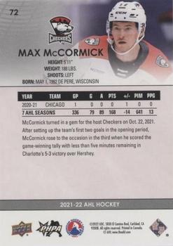 2021-22 Upper Deck AHL - Blue #72 Max McCormick Back
