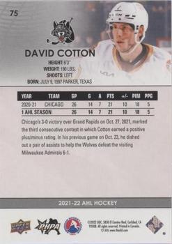 2021-22 Upper Deck AHL - Blue #75 David Cotton Back