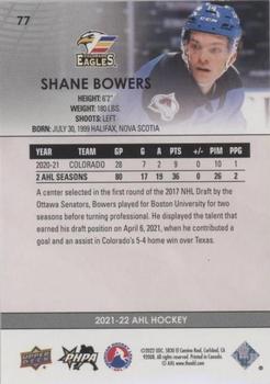 2021-22 Upper Deck AHL - Blue #77 Shane Bowers Back
