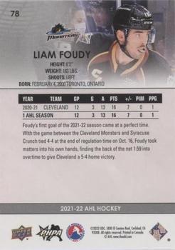 2021-22 Upper Deck AHL - Blue #78 Liam Foudy Back