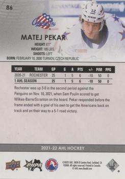 2021-22 Upper Deck AHL - Blue #86 Matej Pekar Back