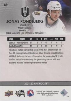 2021-22 Upper Deck AHL - Blue #89 Jonas Rondbjerg Back