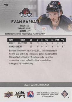 2021-22 Upper Deck AHL - Blue #90 Evan Barratt Back