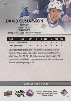 2021-22 Upper Deck AHL - Blue #93 David Gustafsson Back