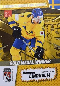 2018 BY Cards IIHF World Championship (Unlicensed) - Gold Medal Winner #SWE/2018-36 Hampus Lindholm Front