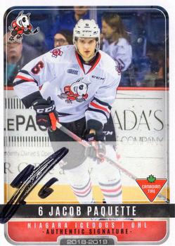 2018-19 Extreme Niagara IceDogs (OHL) Autographs #3 Jacob Paquette Front