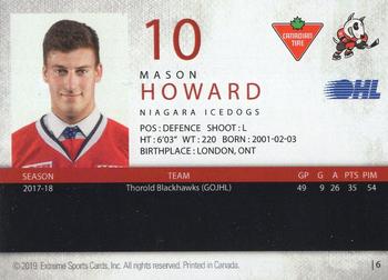 2018-19 Extreme Niagara IceDogs (OHL) Autographs #6 Mason Howard Back