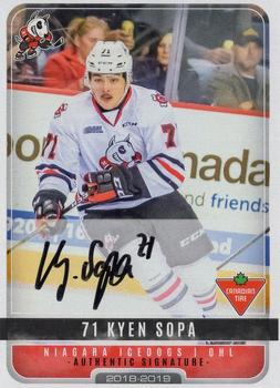 2018-19 Extreme Niagara IceDogs (OHL) Autographs #21 Kyen Sopa Front