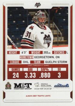 2021-22 Guelph Storm (OHL) #NNO Owen Bennett Back
