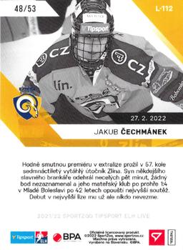 2021-22 SportZoo Live Tipsport ELH #L-112 Jakub Cechmanek Back
