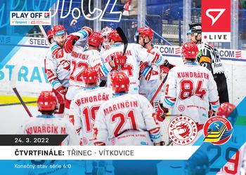 2021-22 SportZoo Live Tipsport ELH #L-122 Ctvrtfinale: HC Ocelari Trinec - HC Vitkovice RIDERA Front