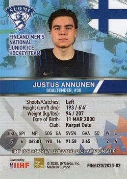 2020 BY Cards IIHF U20 World Championship (Unlicensed) #FIN/U20/2020-02 Justus Annunen Back