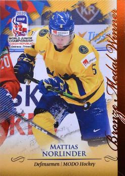2020 BY Cards IIHF U20 World Championship (Unlicensed) #SWE/U20/2020-34 Mattias Norlinder Front
