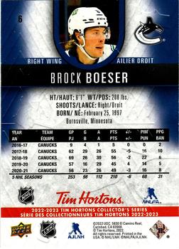 2022-23 Upper Deck Tim Hortons #6 Brock Boeser Back