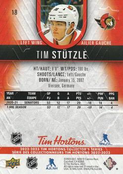 2022-23 Upper Deck Tim Hortons #18 Tim Stutzle Back