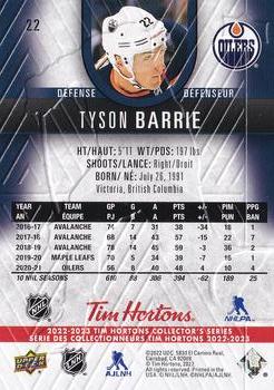 2022-23 Upper Deck Tim Hortons #22 Tyson Barrie Back