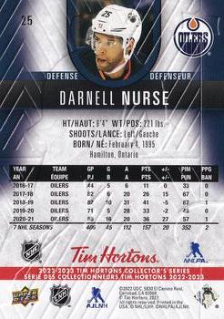 2022-23 Upper Deck Tim Hortons #25 Darnell Nurse Back