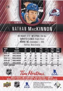 2022-23 Upper Deck Tim Hortons #29 Nathan MacKinnon Back
