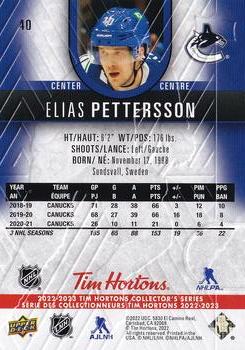 2022-23 Upper Deck Tim Hortons #40 Elias Pettersson Back
