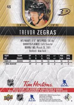 2022-23 Upper Deck Tim Hortons #46 Trevor Zegras Back