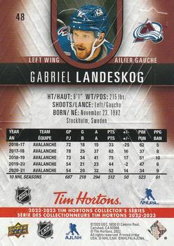 2022-23 Upper Deck Tim Hortons #48 Gabriel Landeskog Back
