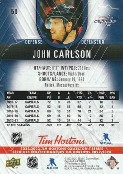 2022-23 Upper Deck Tim Hortons #50 John Carlson Back