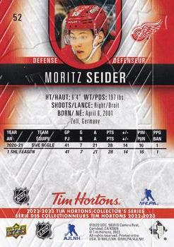 2022-23 Upper Deck Tim Hortons #52 Moritz Seider Back