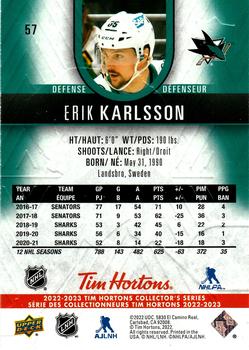 2022-23 Upper Deck Tim Hortons #57 Erik Karlsson Back