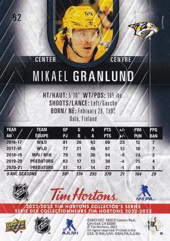 2022-23 Upper Deck Tim Hortons #62 Mikael Granlund Back