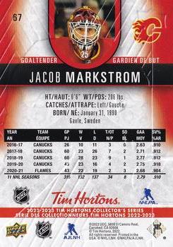 2022-23 Upper Deck Tim Hortons #67 Jacob Markstrom Back