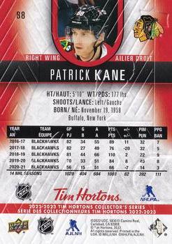 2022-23 Upper Deck Tim Hortons #88 Patrick Kane Back