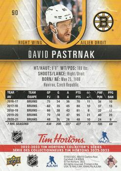 2022-23 Upper Deck Tim Hortons #90 David Pastrnak Back