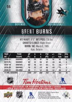 2022-23 Upper Deck Tim Hortons #96 Brent Burns Back