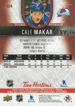 2022-23 Upper Deck Tim Hortons #104 Cale Makar Back