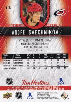 2022-23 Upper Deck Tim Hortons #116 Andrei Svechnikov Back