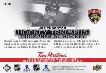 2022-23 Upper Deck Tim Hortons - Hockey Triumphs #HT-18 Joe Thornton Back