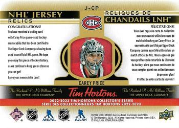 2022-23 Upper Deck Tim Hortons - NHL Jersey Relics #J-CP Carey Price Back