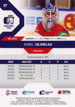2021-22 Moje karticky Czech Ice Hockey Team #37 Karel Vejmelka Back