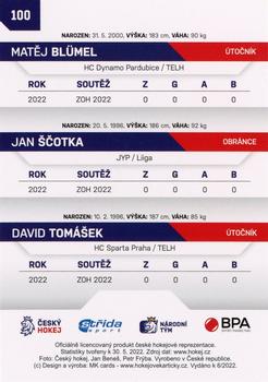 2021-22 Moje karticky Czech Ice Hockey Team #100 Matej Blumel / Jan Scotka / David Tomasek Back