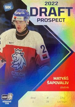 2021-22 Moje karticky Czech Ice Hockey Team - Draft Prospects #DP-3 Matyas Sapovaliv Front