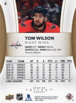 2022-23 Upper Deck Trilogy #4 Tom Wilson Back