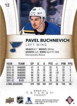 2022-23 Upper Deck Trilogy #12 Pavel Buchnevich Back